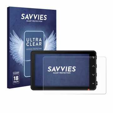 Parte frontal de un envase de producto con el logotipo de la marca Savvies. Al lado se muestra el dispositivo Garmin Catalyst 