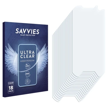 Parte frontal de un envase de producto con el logotipo de la marca Savvies. Al lado está el protector de pantalla correspondie