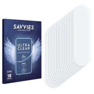 Parte frontal de un envase de producto con el logotipo de la marca Savvies. Al lado está el protector de pantalla correspondie