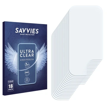 Parte frontal de un envase de producto con el logotipo de la marca Savvies. Al lado está el protector de pantalla correspondie