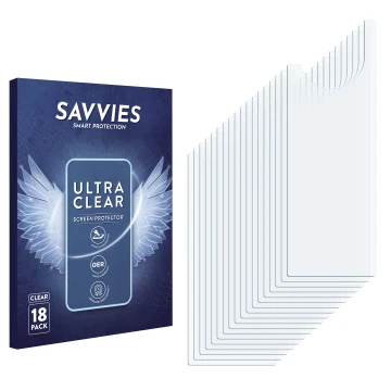 Parte frontal de un envase de producto con el logotipo de la marca Savvies. Al lado está el protector de pantalla correspondie