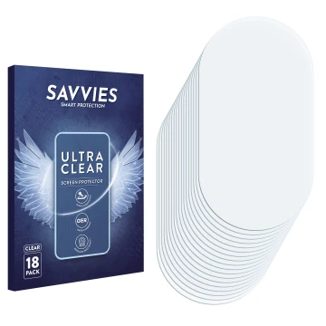 Parte frontal de un envase de producto con el logotipo de la marca Savvies. Al lado está el protector de pantalla correspondie