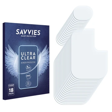 Parte frontal de un envase de producto con el logotipo de la marca Savvies. Al lado está el protector de pantalla correspondie