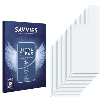 Parte frontal de un envase de producto con el logotipo de la marca Savvies. Al lado está el protector de pantalla correspondie