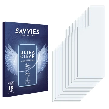 Parte frontal de un envase de producto con el logotipo de la marca Savvies. Al lado está el protector de pantalla correspondie