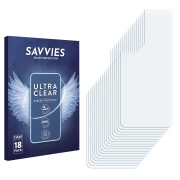 Parte frontal de un envase de producto con el logotipo de la marca Savvies. Al lado está el protector de pantalla correspondie