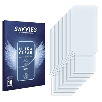 Parte frontal de un envase de producto con el logotipo de la marca Savvies. Al lado está el protector de pantalla correspondie