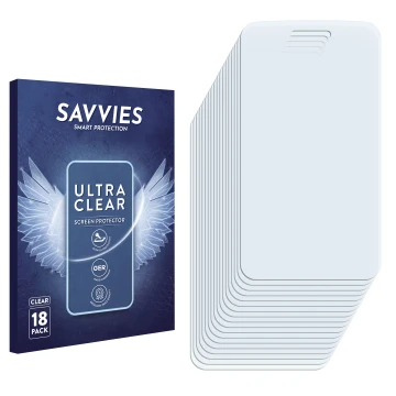 Parte frontal de un envase de producto con el logotipo de la marca Savvies. Al lado está el protector de pantalla correspondie
