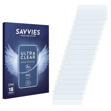 Parte frontal de un envase de producto con el logotipo de la marca Savvies. Al lado está el protector de pantalla correspondie