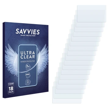 Parte frontal de un envase de producto con el logotipo de la marca Savvies. Al lado está el protector de pantalla correspondie