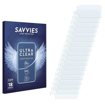 Parte frontal de un envase de producto con el logotipo de la marca Savvies. Al lado está el protector de pantalla correspondie