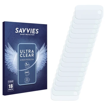 Parte frontal de un envase de producto con el logotipo de la marca Savvies. Al lado está el protector de pantalla correspondie