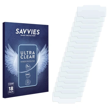 Parte frontal de un envase de producto con el logotipo de la marca Savvies. Al lado está el protector de pantalla correspondie