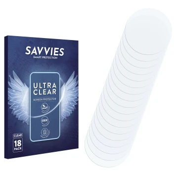 Parte frontal de un envase de producto con el logotipo de la marca Savvies. Al lado está el protector de pantalla correspondie