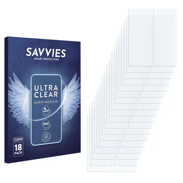 Parte frontal de un envase de producto con el logotipo de la marca Savvies. Al lado está el protector de pantalla correspondie