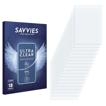 Parte frontal de un envase de producto con el logotipo de la marca Savvies. Al lado está el protector de pantalla correspondie