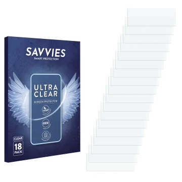 Parte frontal de un envase de producto con el logotipo de la marca Savvies. Al lado está el protector de pantalla correspondie