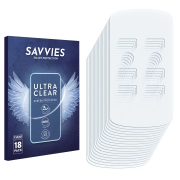 Parte frontal de un envase de producto con el logotipo de la marca Savvies. Al lado está el protector de pantalla correspondie