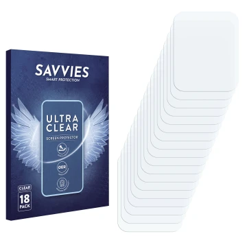 Parte frontal de un envase de producto con el logotipo de la marca Savvies. Al lado está el protector de pantalla correspondie