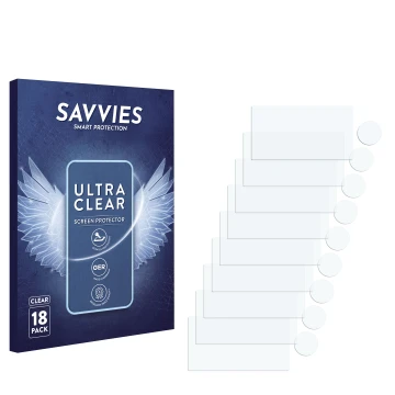 Parte frontal de un envase de producto con el logotipo de la marca Savvies. Al lado está el protector de pantalla correspondie