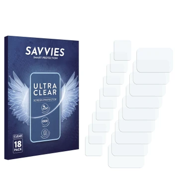 Parte frontal de un envase de producto con el logotipo de la marca Savvies. Al lado está el protector de pantalla correspondie