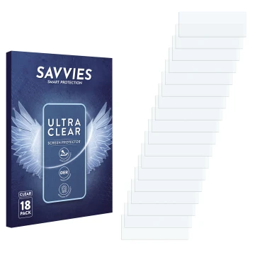 Parte frontal de un envase de producto con el logotipo de la marca Savvies. Al lado está el protector de pantalla correspondie