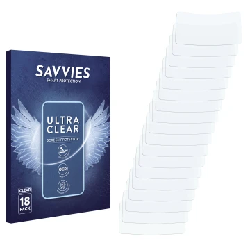 Parte frontal de un envase de producto con el logotipo de la marca Savvies. Al lado está el protector de pantalla correspondie