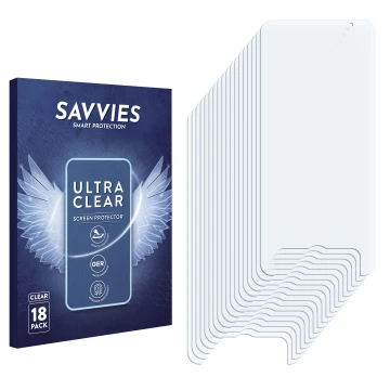 Parte frontal de un envase de producto con el logotipo de la marca Savvies. Al lado está el protector de pantalla correspondie