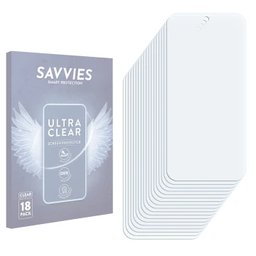 Parte frontal de un envase de producto con el logotipo de la marca Savvies. Al lado está el protector de pantalla correspondie