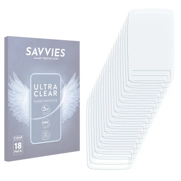 Parte frontal de un envase de producto con el logotipo de la marca Savvies. Al lado está el protector de pantalla correspondie