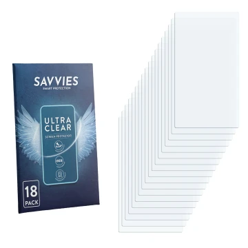 Parte frontal de un envase de producto con el logotipo de la marca Savvies. Al lado está el protector de pantalla correspondie