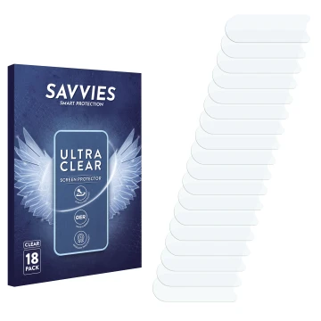 Parte frontal de un envase de producto con el logotipo de la marca Savvies. Al lado está el protector de pantalla correspondie