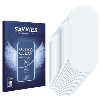 Parte frontal de un envase de producto con el logotipo de la marca Savvies. Al lado está el protector de pantalla correspondie