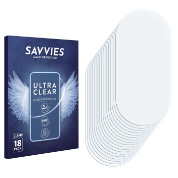Parte frontal de un envase de producto con el logotipo de la marca Savvies. Al lado está el protector de pantalla correspondie