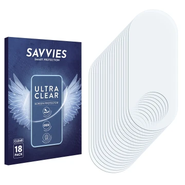 Parte frontal de un envase de producto con el logotipo de la marca Savvies. Al lado está el protector de pantalla correspondie