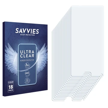 Parte frontal de un envase de producto con el logotipo de la marca Savvies. Al lado está el protector de pantalla correspondie