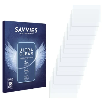 Parte frontal de un envase de producto con el logotipo de la marca Savvies. Al lado está el protector de pantalla correspondie