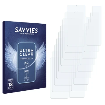 Parte frontal de un envase de producto con el logotipo de la marca Savvies. Al lado está el protector de pantalla correspondie