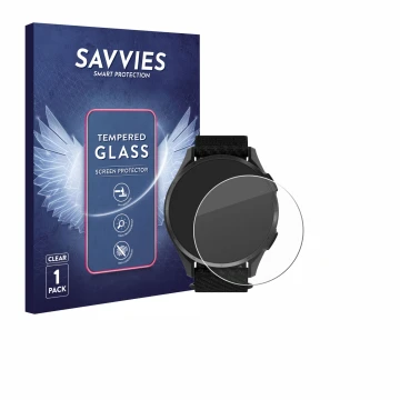 Parte frontal de un envase de producto con el logotipo de la marca Savvies. Al lado se muestra el dispositivo Garmin Approach 