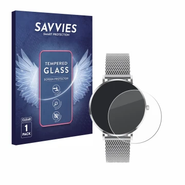 Parte frontal de un envase de producto con el logotipo de la marca Savvies. Al lado se muestra el dispositivo Pireware Amory 5