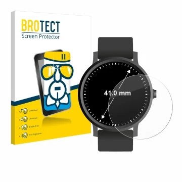 Parte frontal de un envase de producto con el logotipo de la marca BROTECT. Al lado se muestra el dispositivo Relojes (Circula