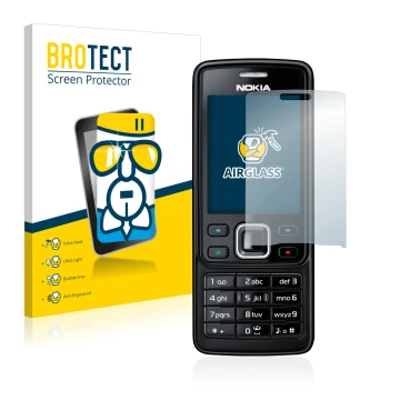 Parte frontal de un envase de producto con el logotipo de la marca BROTECT. Al lado se muestra el dispositivo Nokia 6300 2007 