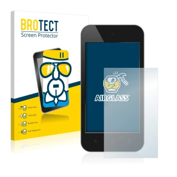 Parte frontal de un envase de producto con el logotipo de la marca BROTECT. Al lado se muestra el dispositivo con su protector