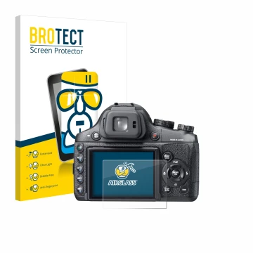 Parte frontal de un envase de producto con el logotipo de la marca BROTECT. Al lado se muestra el dispositivo Fujifilm FinePix