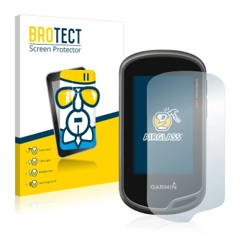 Parte frontal de un envase de producto con el logotipo de la marca BROTECT. Al lado se muestra el dispositivo Garmin Oregon 65