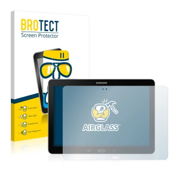 Parte frontal de un envase de producto con el logotipo de la marca BROTECT. Al lado se muestra el dispositivo Samsung Galaxy N