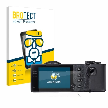 Parte frontal de un envase de producto con el logotipo de la marca BROTECT. Al lado se muestra el dispositivo Sigma dp2 Quattr