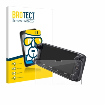 Parte frontal de un envase de producto con el logotipo de la marca BROTECT. Al lado se muestra el dispositivo Icom ID-5100 con