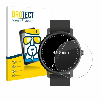 Parte frontal de un envase de producto con el logotipo de la marca BROTECT. Al lado se muestra el dispositivo Relojes (Circula