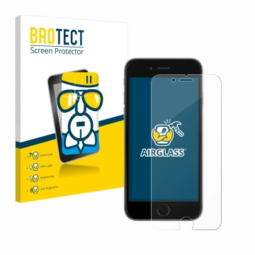 Parte frontal de un envase de producto con el logotipo de la marca BROTECT. Al lado se muestra el dispositivo Apple iPhone 6S 